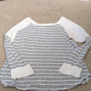 Elegant Gray and White Striped Women's Sweater